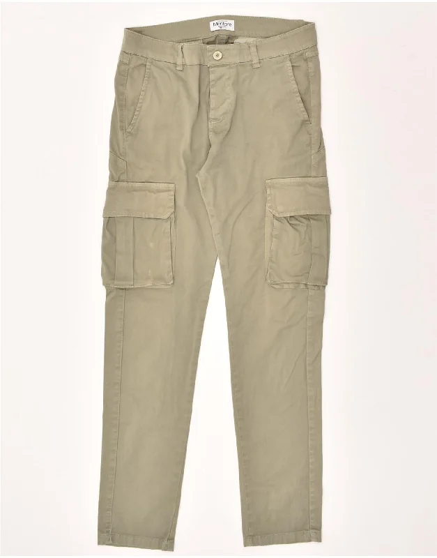 VINTAGE Womens Slim Cargo Trousers IT 46 Large W34 L30 Beige Cotton