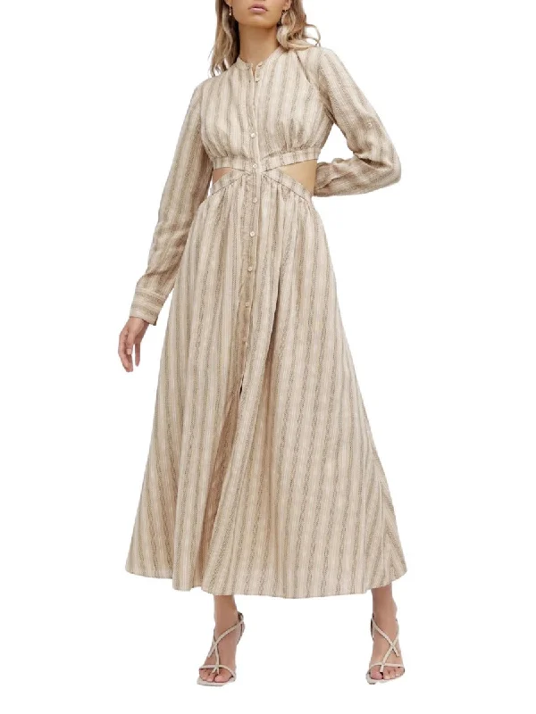 Petra Dress Almond And Black Stripe