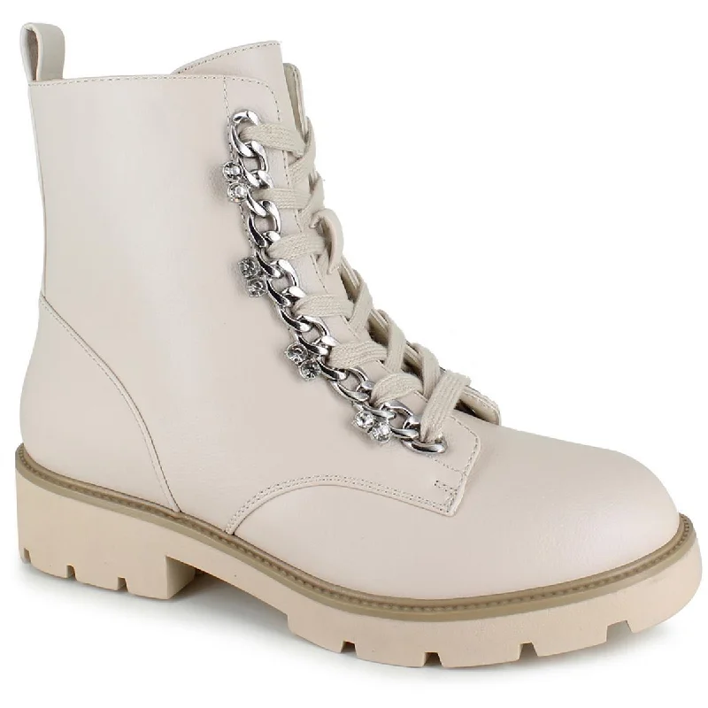 XOXO Womens Priscie Faux Leather Casual Combat & Lace-Up Boots