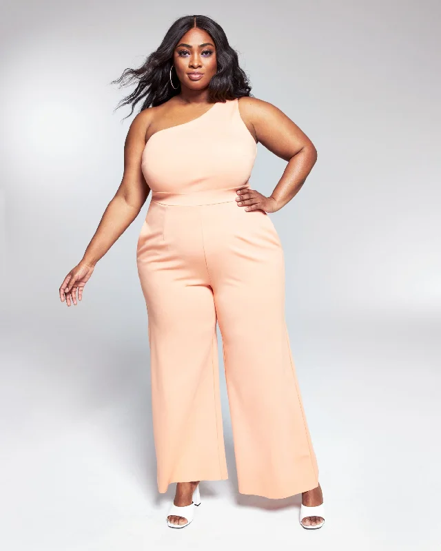 Googoo Atkins Trendy Plus Size One Shoulder Knit Jumpsuit
