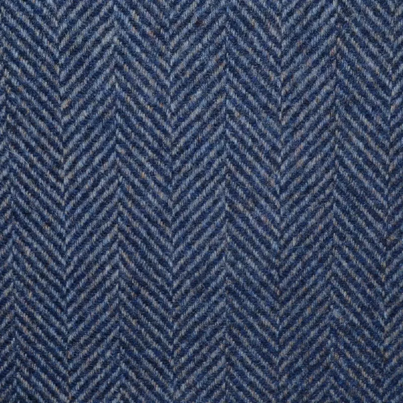 Denim and Navy Blue All Wool Herringbone Coating