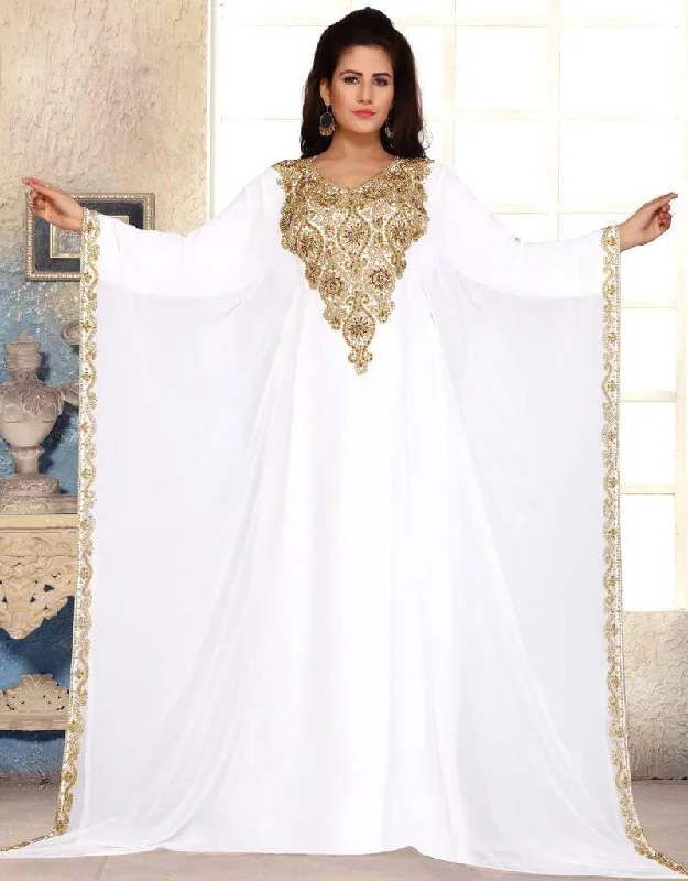 Abaya with golden establishments Cozy Satin Gown