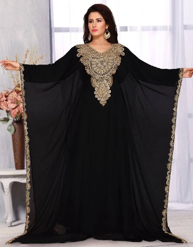 Farasha abaya with gold establishments Elegant Satin Set