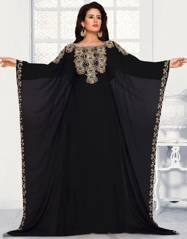 Gold embroidered islamic farasha Silk Kimono Robe
