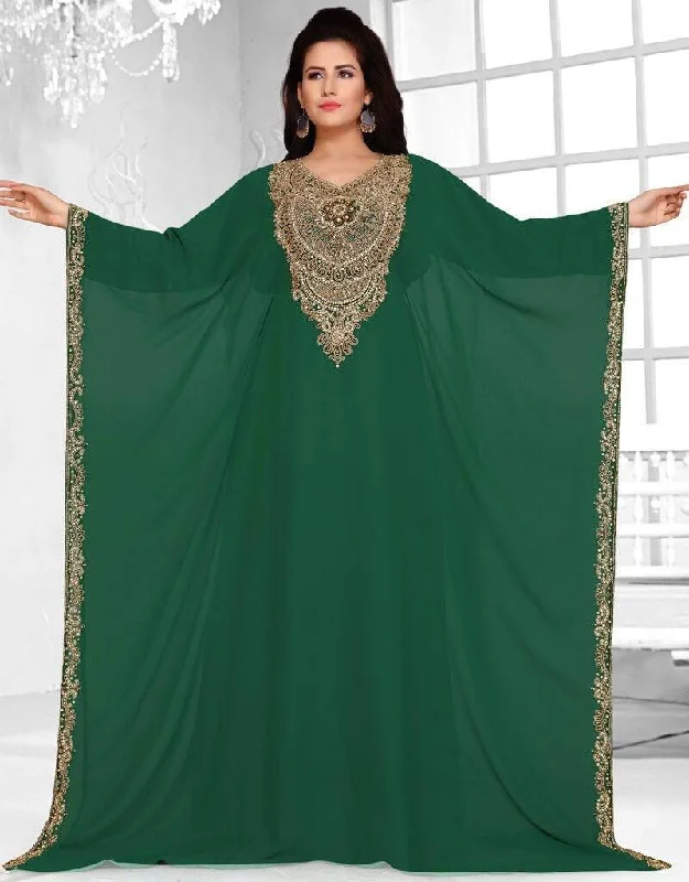 Two side open farasha neck embroidered Sleeveless Lace Robe