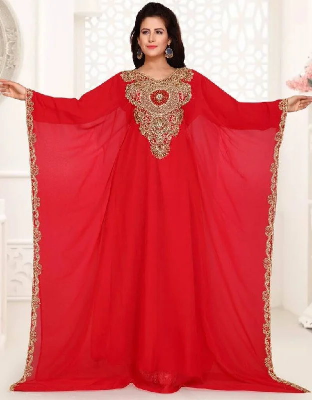 women embroidered farasha Luxury Satin Gown
