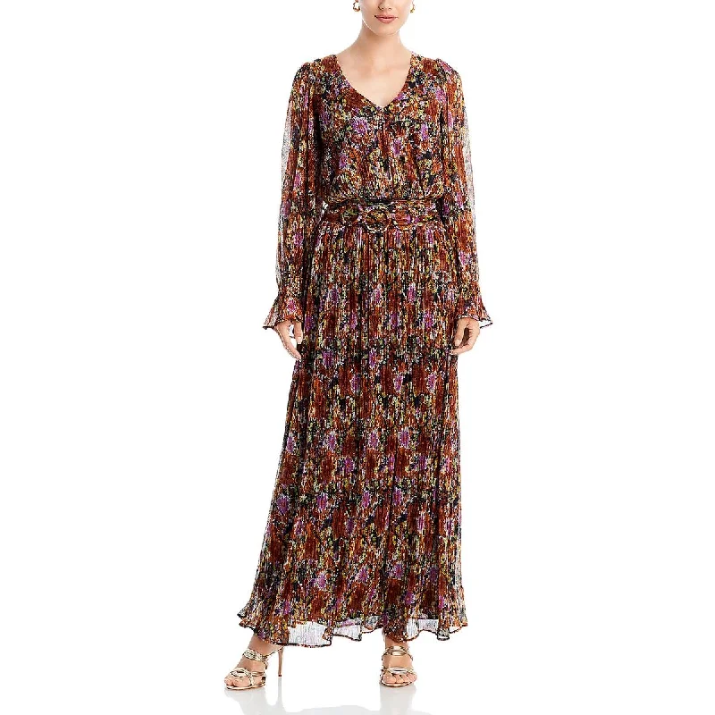 Kinsley Womens Metallic Long Sleeves Maxi Dress Best maxi dresses for tall women