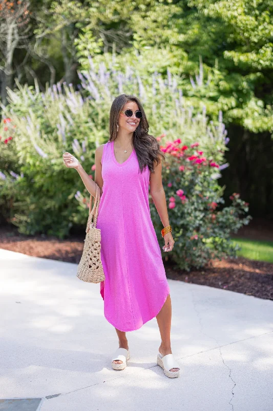 Z Supply Heartbreaker Pink Reverie Midi Dress Comfortable midi dresses for everyday wear