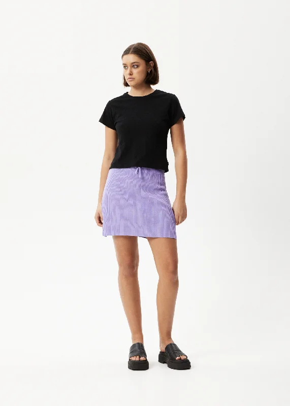AFENDS Womens Lula - Knit Mini Skirt - Plum Printed Mini Skirt