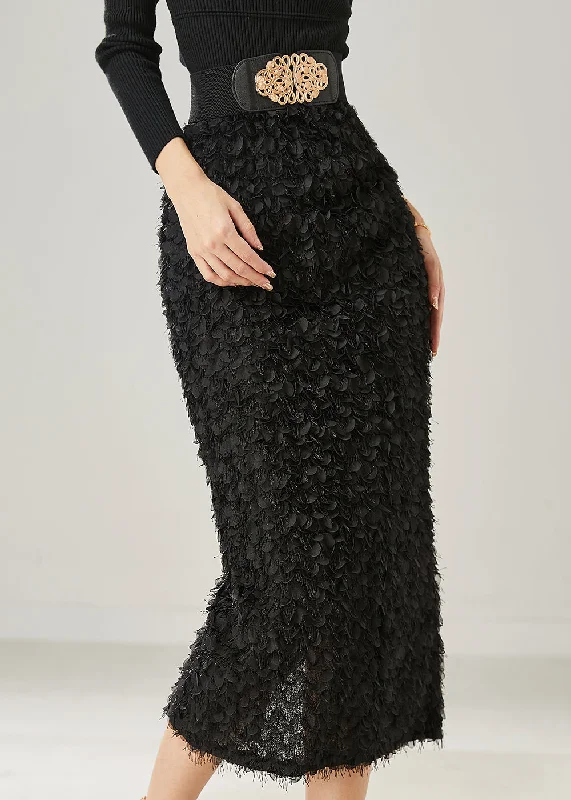 Art Black Silm Fit Side Open Knit Skirt Summer Best-selling unclassified skirts