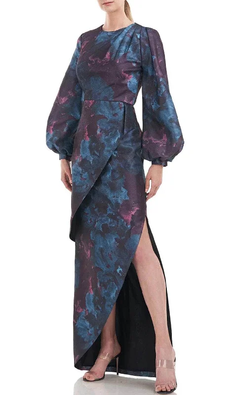 Kay Unger 5518784 - Long Sleeve Floral Long Dress