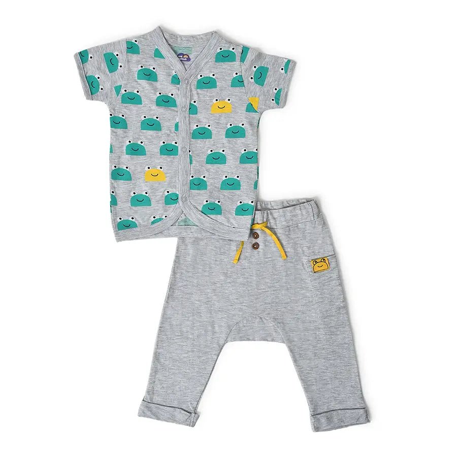 Frog Face Print ( Front Open Vest & Pyjama Set ) Lightweight floral dresses for hot weather