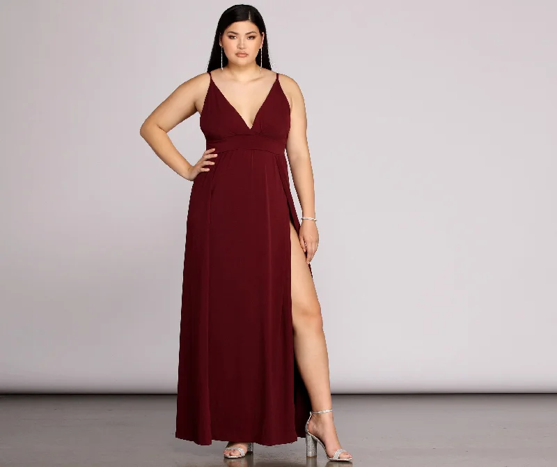 Plus Galilea Formal Charming High Slit Dress