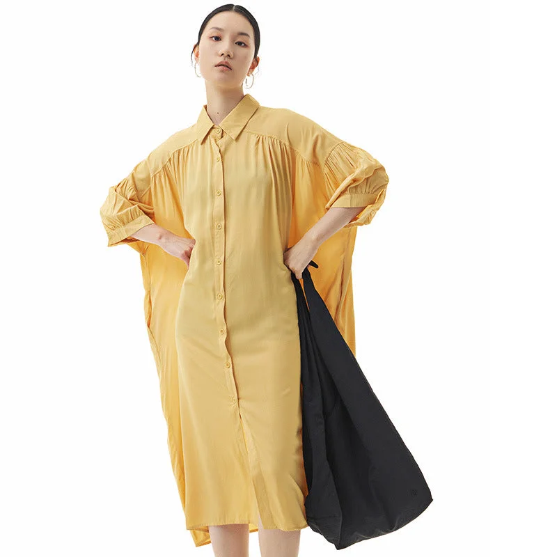 Casual Summer Puff Sleeves Women Shirt Dresses Shirt Dress Party