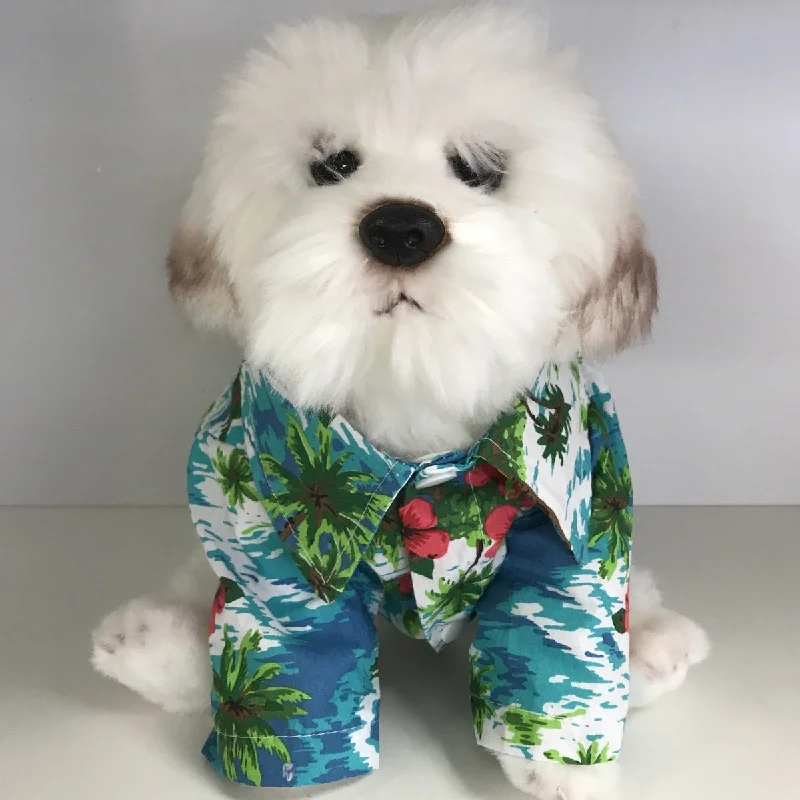 Hawaiian Shirt for Dog | Blue Aloha Shirt Feminine Shirt Dress