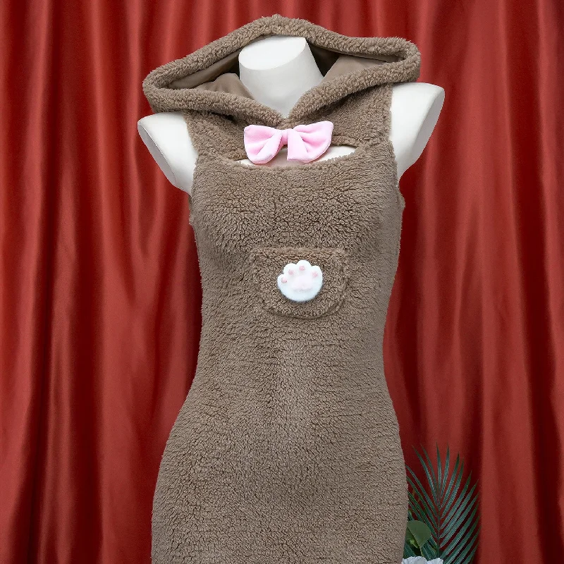 hooded bear sweatshirt  yv50362 Ruffled Shirt Dress