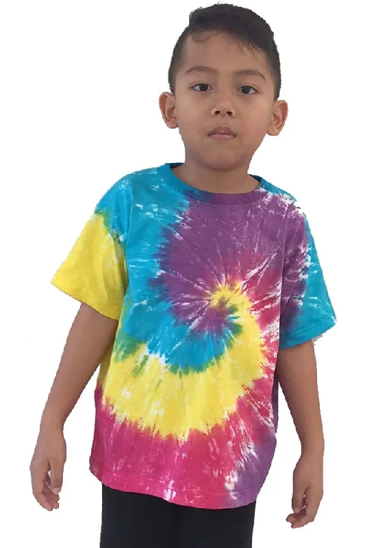 Kids Unisex Tie Dye T-Shirt "Spiral" Simple Shirt Dress