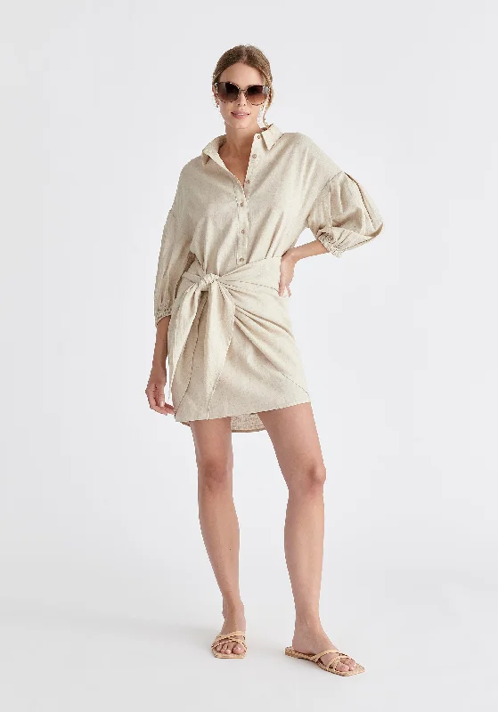 Linen Blend Shirt Dress Day Shirt Dress