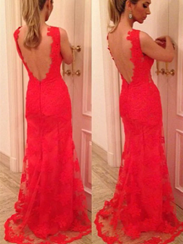 Custom Made V Neck Back Mermaid Backless Red Lace Prom Dresses, Red Lace Formal Dresses Lace Dress Day Custom Made V Neck Back Mermaid Backless Red Lace Prom Dresses, Red Lace Formal Dresses Lace Dress Day