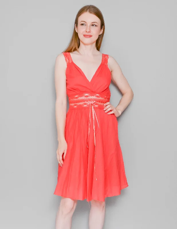 MIGUELINA Vintage Red Cotton Lace  Dress Lace Dress Glamour