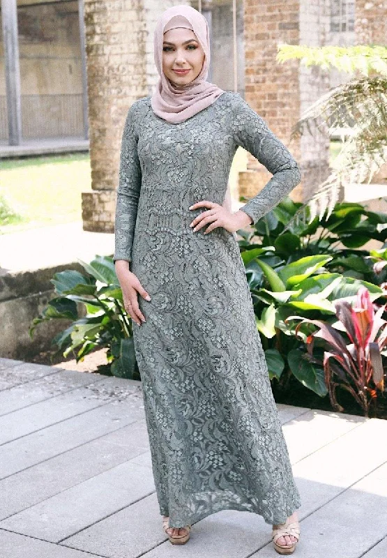Khaki Lace Dress Lace Dress Elegance