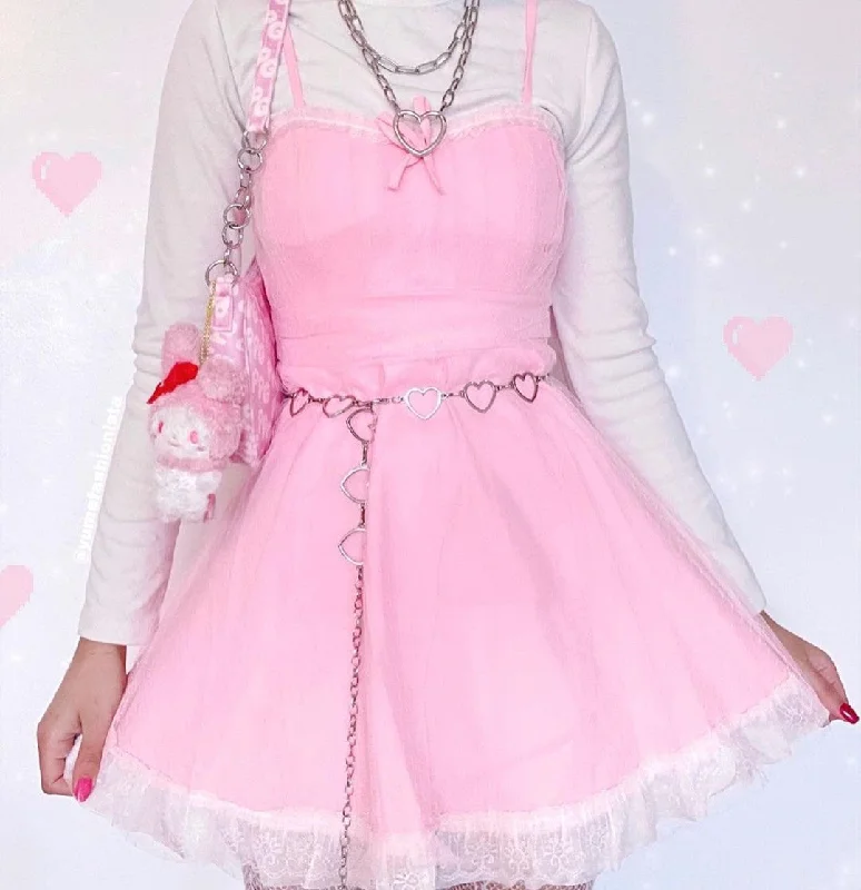 Review for Cute Ruffled Bow Lace Sling Dress YV40453 Simple Lace Gown