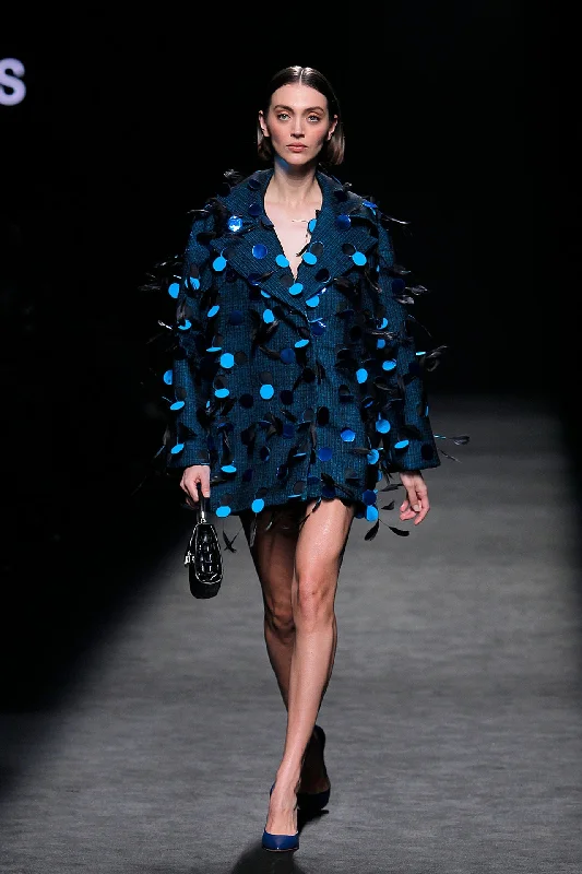 Sequined and feathered short coat Glitter Sequin Dress